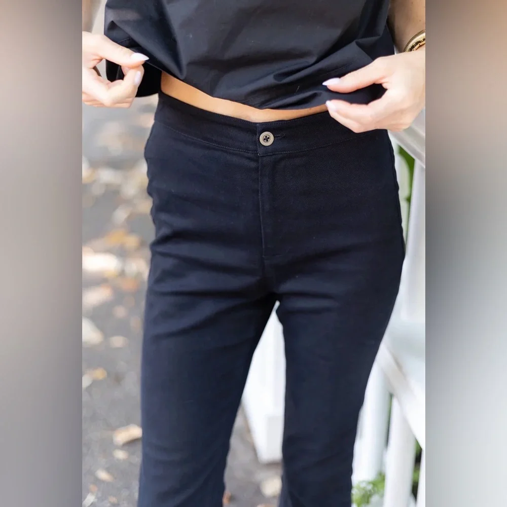 NWT Julia Amory Bell Pant Twill in Black, Size Large - Picture 4 of 14